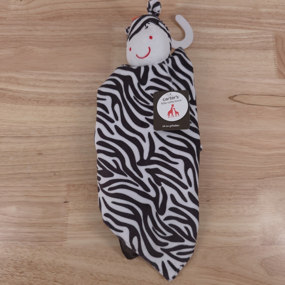 Carter's Zebra Lovey Baby Security Blanket Zebra Print Plush Satin Toy NWT